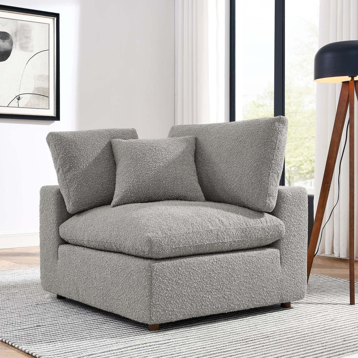 Commix Down Filled Overstuffed Boucle Fabric Corner Chair - BUILDMYPLACE