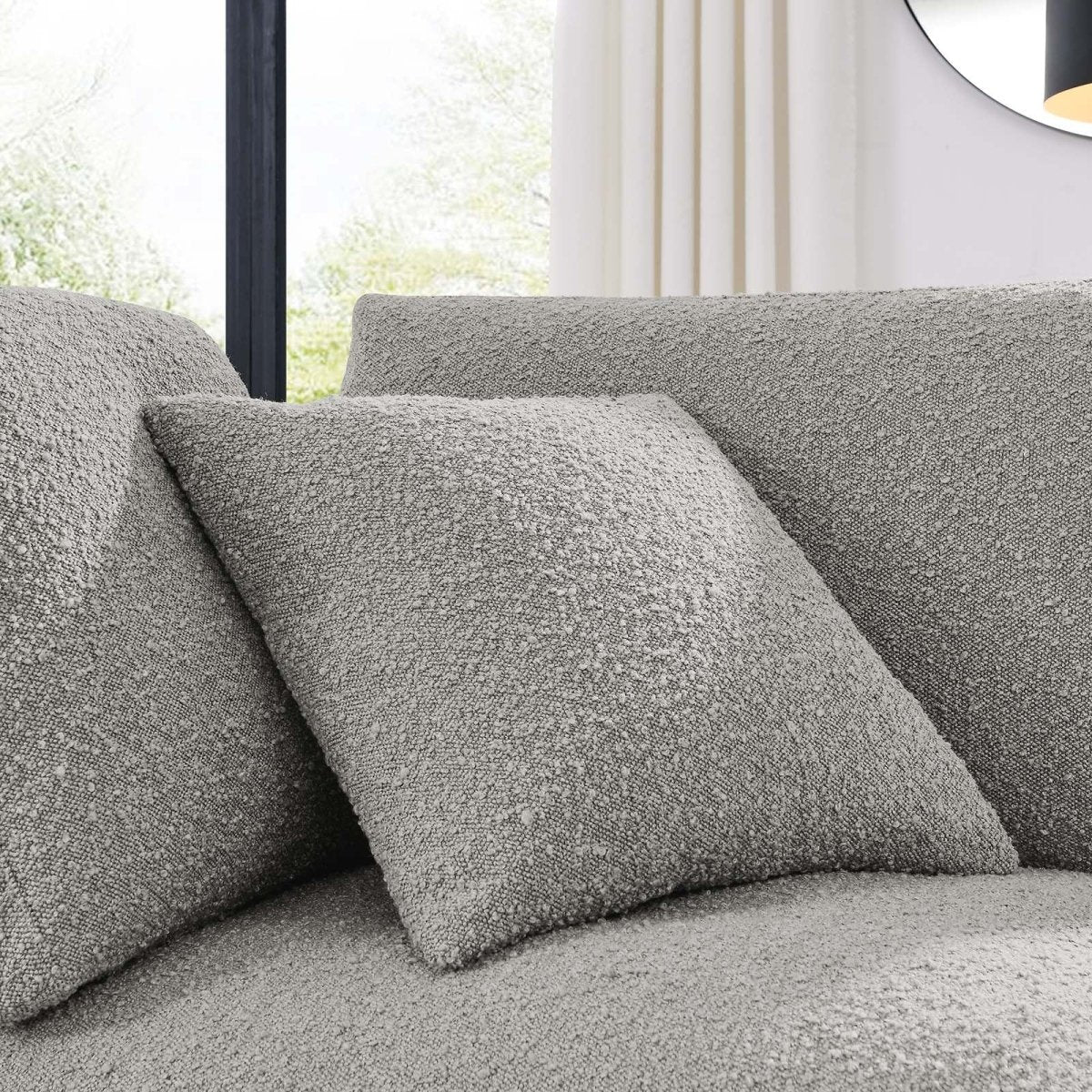 Commix Down Filled Overstuffed Boucle Fabric Corner Chair - BUILDMYPLACE