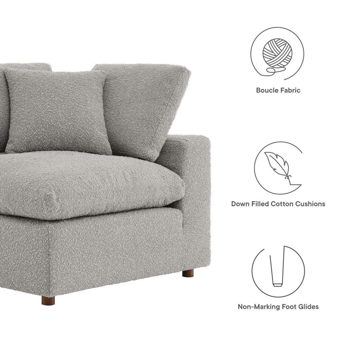 Commix Down Filled Overstuffed Boucle Fabric Corner Chair - BUILDMYPLACE