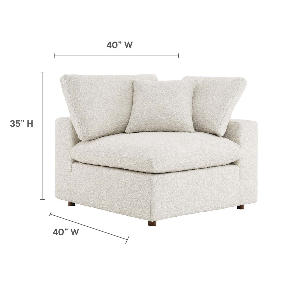 Commix Down Filled Overstuffed Boucle Fabric Corner Chair - BUILDMYPLACE