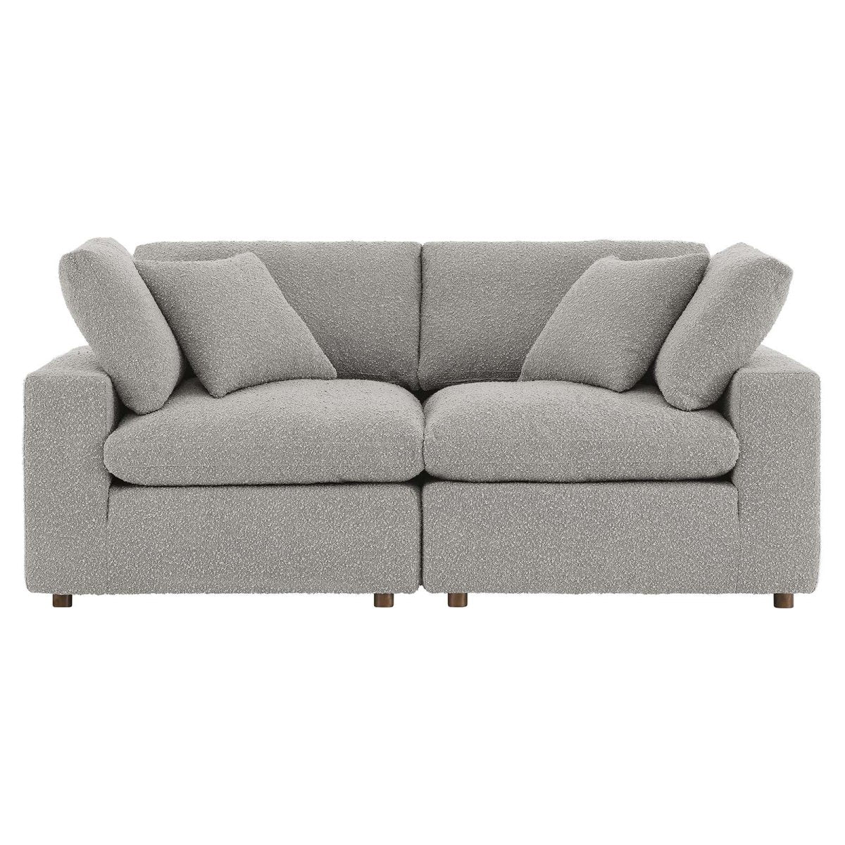 Commix Down Filled Overstuffed Boucle Fabric Loveseat - BUILDMYPLACE