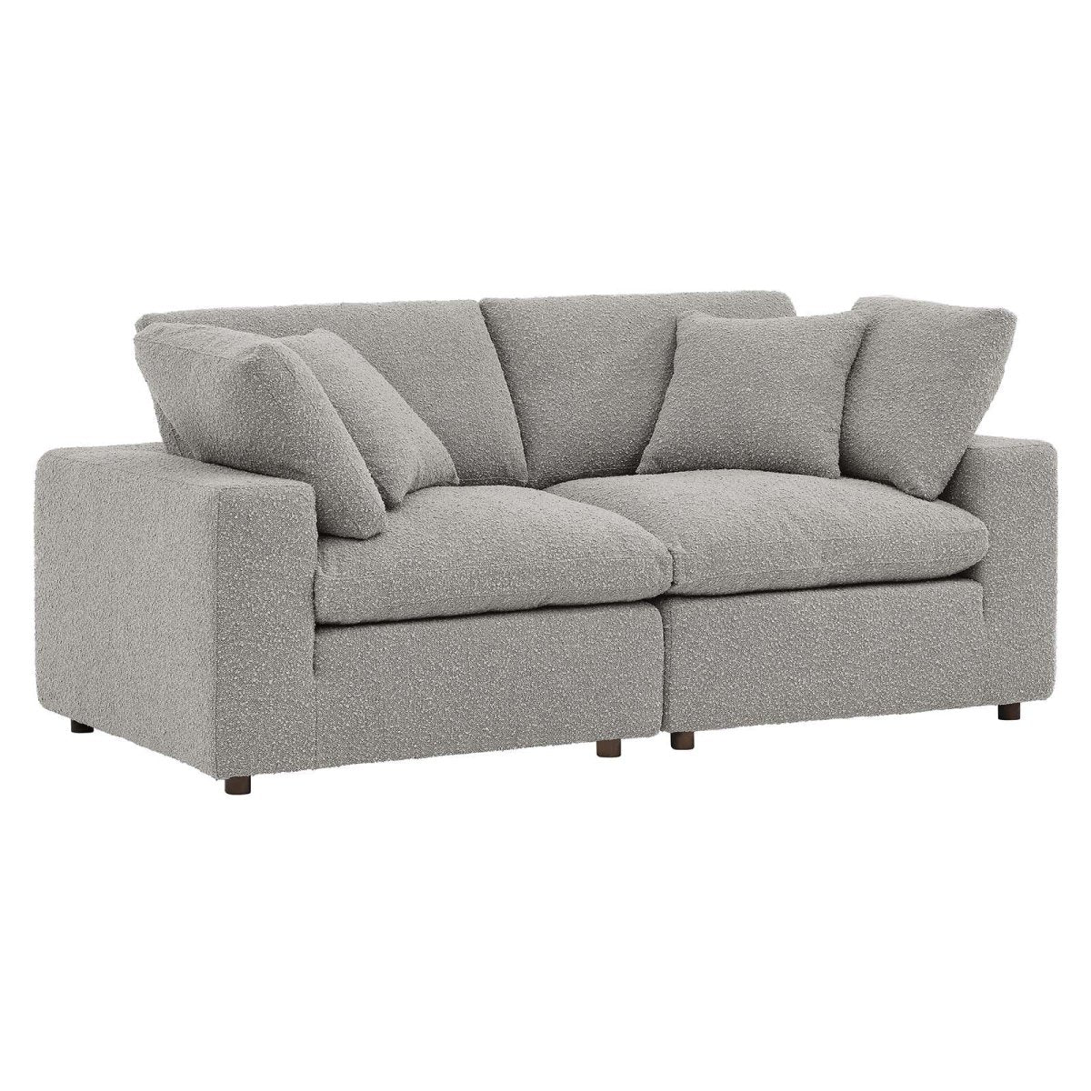 Commix Down Filled Overstuffed Boucle Fabric Loveseat - BUILDMYPLACE