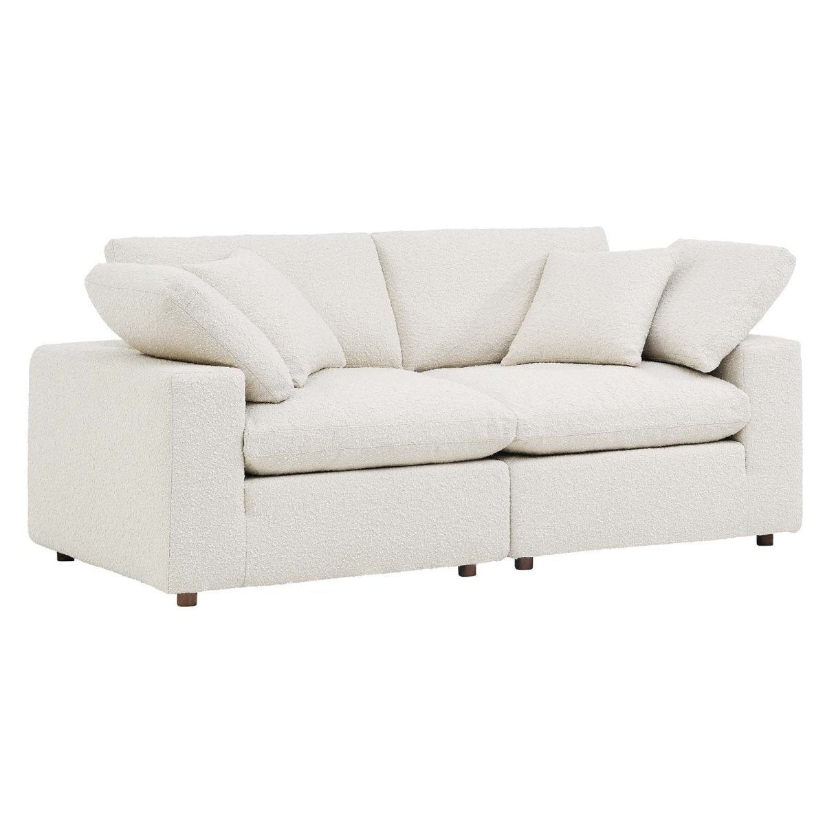 Commix Down Filled Overstuffed Boucle Fabric Loveseat - BUILDMYPLACE