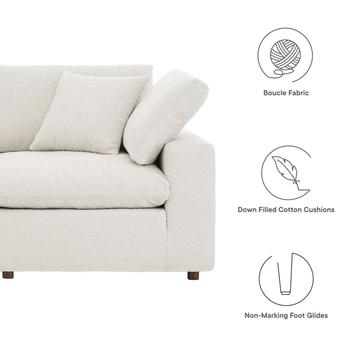 Commix Down Filled Overstuffed Boucle Fabric Loveseat - BUILDMYPLACE