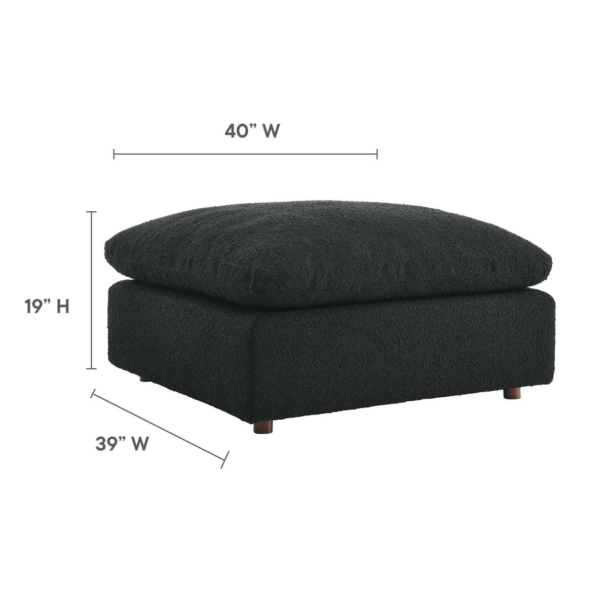 Commix Down Filled Overstuffed Boucle Fabric Ottoman - BUILDMYPLACE