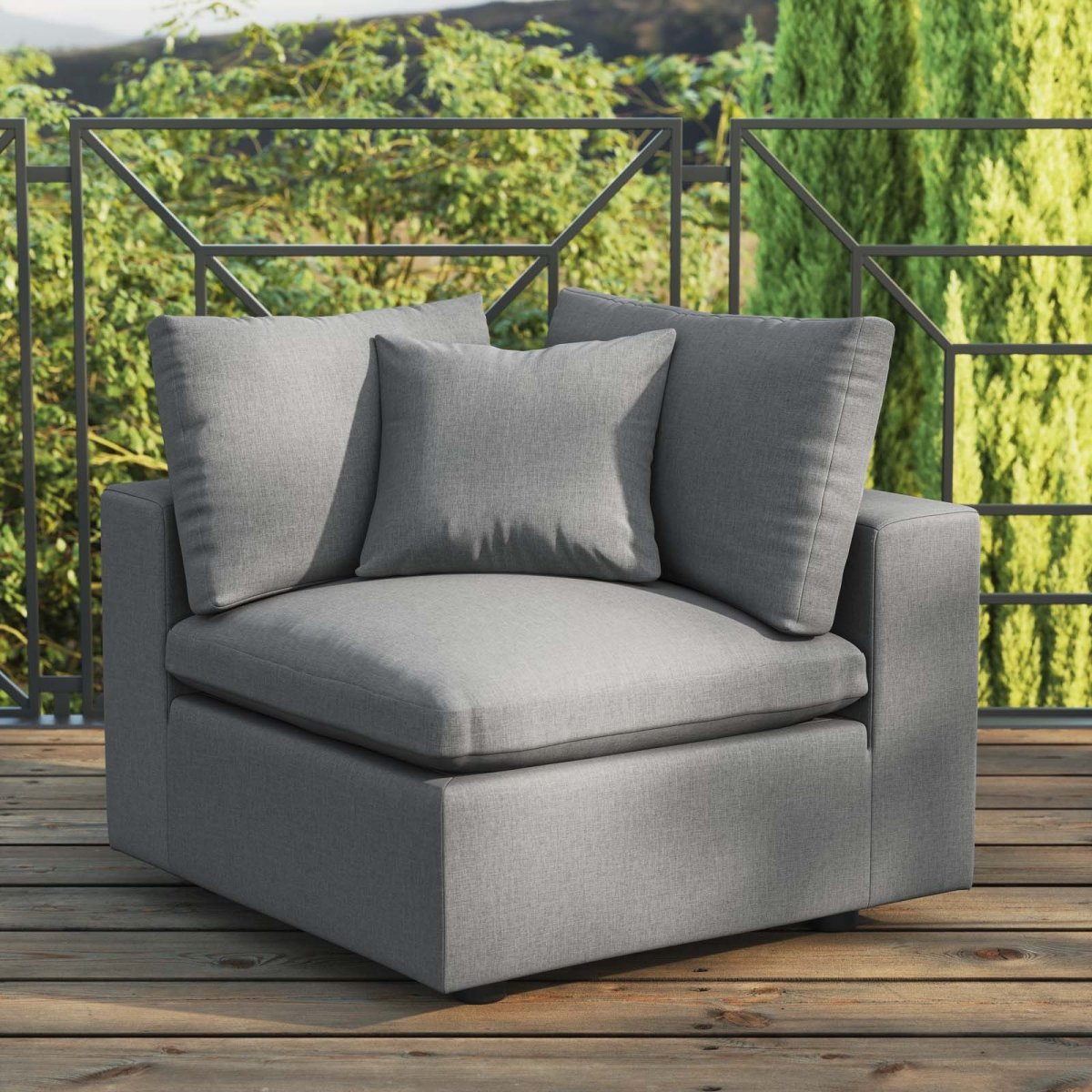 Commix Overstuffed Outdoor Patio Corner Chair - BUILDMYPLACE