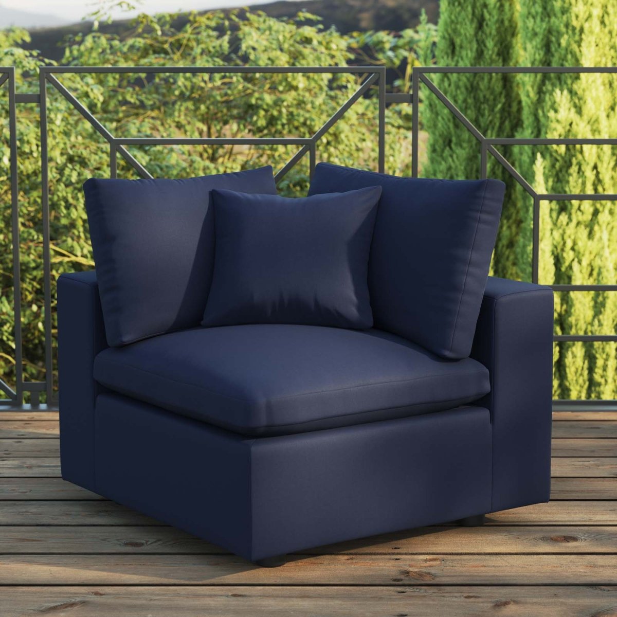 Commix Overstuffed Outdoor Patio Corner Chair - BUILDMYPLACE
