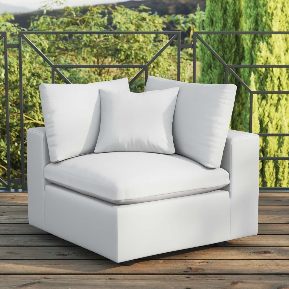 Commix Overstuffed Outdoor Patio Corner Chair - BUILDMYPLACE