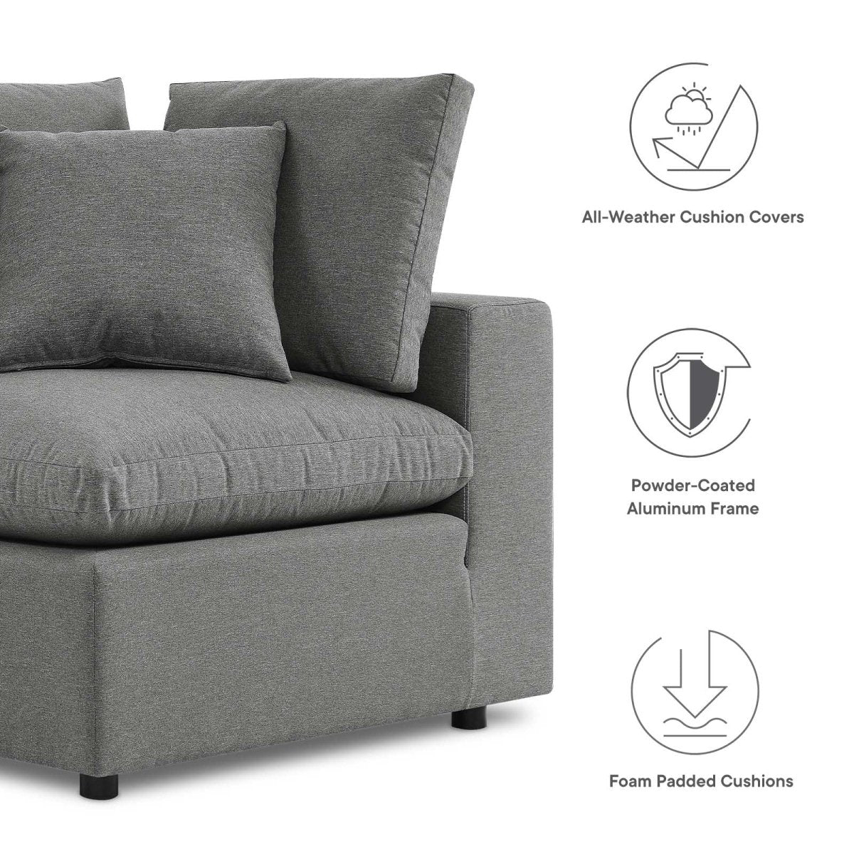 Commix Overstuffed Outdoor Patio Loveseat - BUILDMYPLACE
