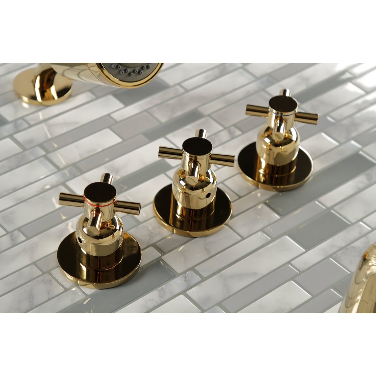 Concord Three Handle Tub And Shower Faucet - BUILDMYPLACE