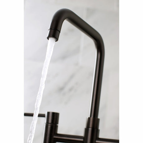 Concord Two Handle Bridge Kitchen Faucet W/ Brass Side Sprayer, Brass & Zinc Alloy Construction - BUILDMYPLACE