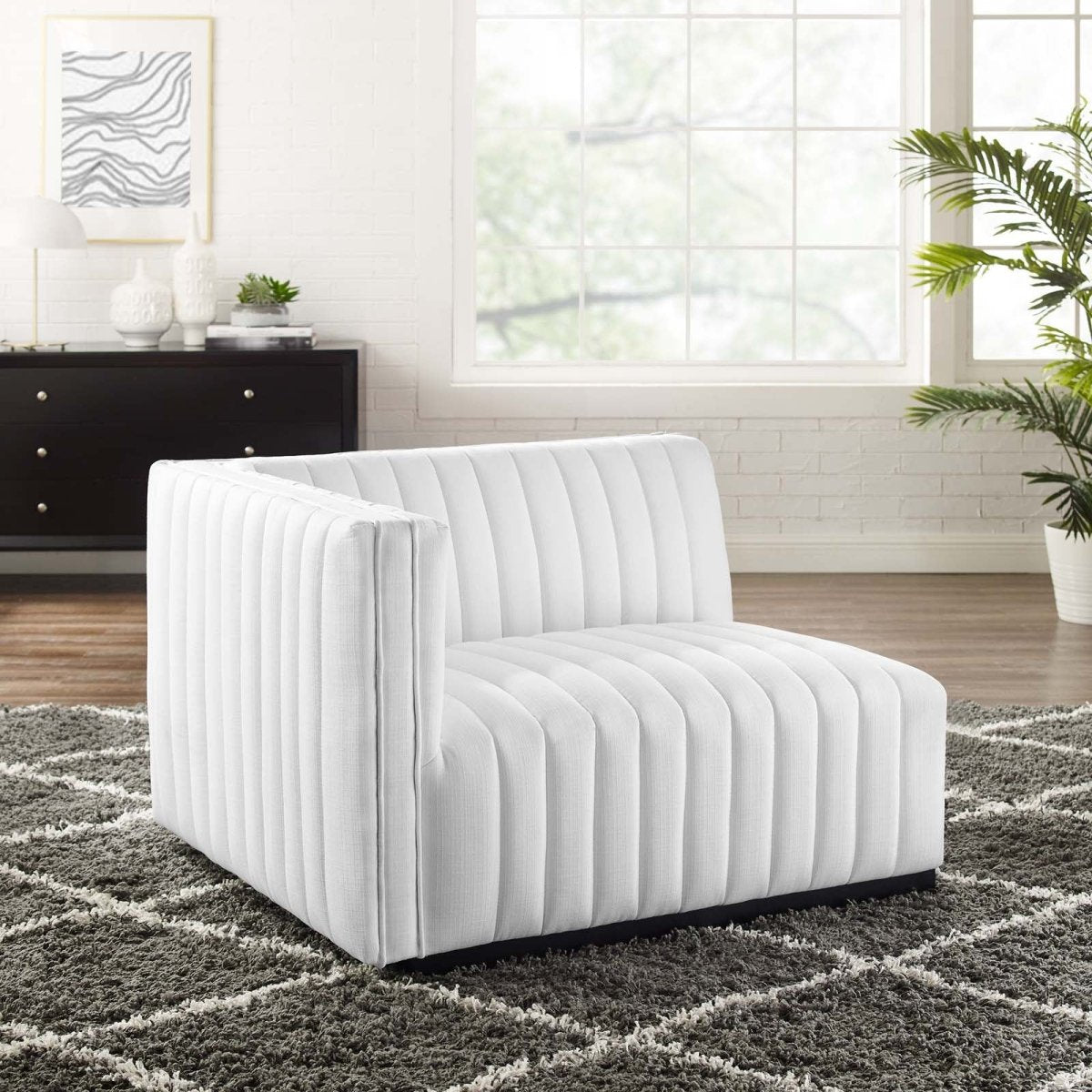 Conjure Channel Tufted Upholstered Fabric Left - Arm Chair - BUILDMYPLACE