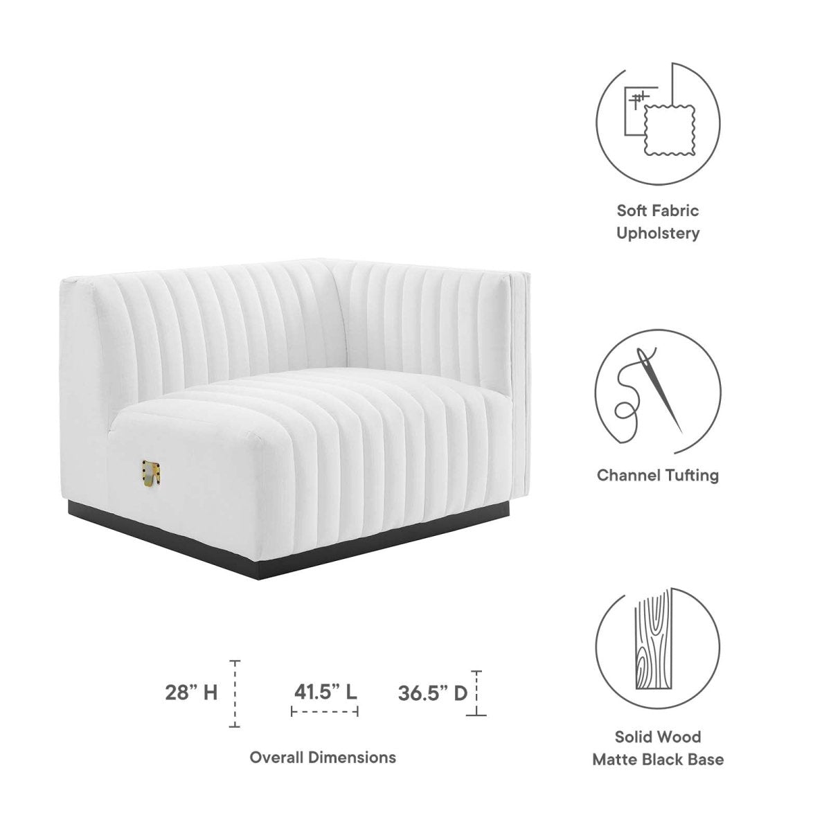 Conjure Channel Tufted Upholstered Fabric Right - Arm Chair - BUILDMYPLACE