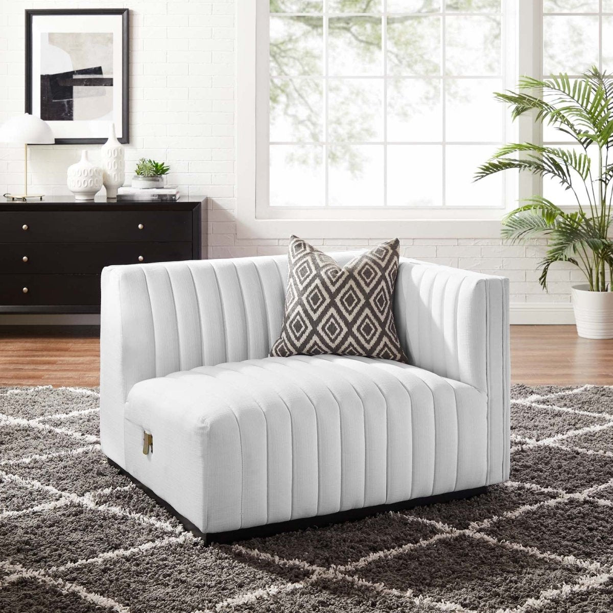 Conjure Channel Tufted Upholstered Fabric Right - Arm Chair - BUILDMYPLACE