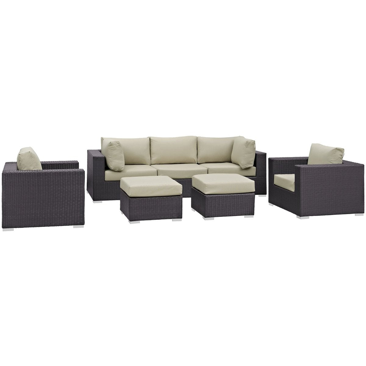 Convene 7 Piece Outdoor Patio Sectional Set W/ 2 Ottoman - BUILDMYPLACE
