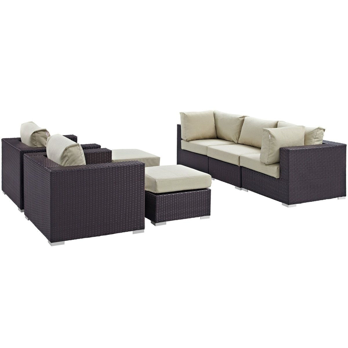 Convene 7 Piece Outdoor Patio Sectional Set W/ 2 Ottoman - BUILDMYPLACE