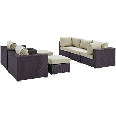 Convene 7 Piece Outdoor Patio Sectional Set W/ 2 Ottoman - BUILDMYPLACE