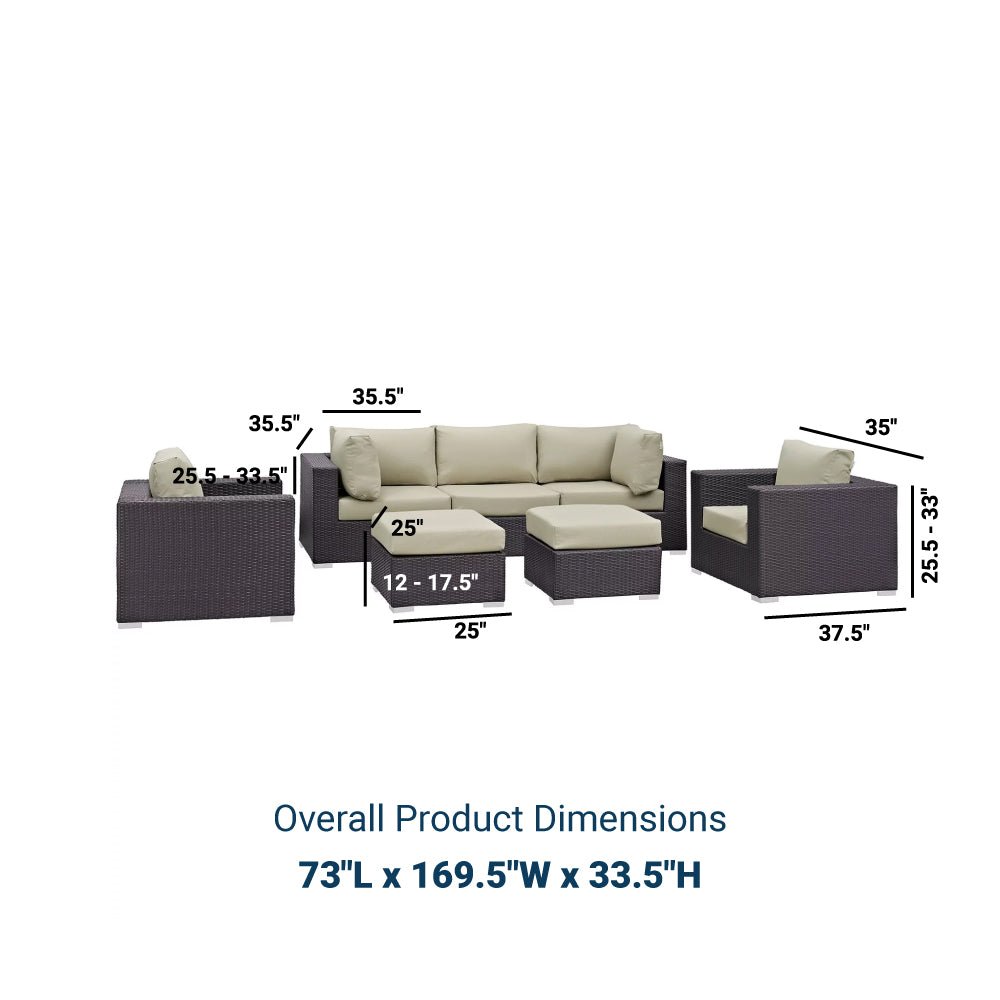 Convene 7 Piece Outdoor Patio Sectional Set W/ 2 Ottoman - BUILDMYPLACE