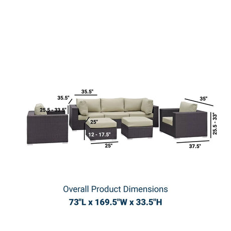 Convene 7 Piece Outdoor Patio Sectional Set W/ 2 Ottoman - BUILDMYPLACE
