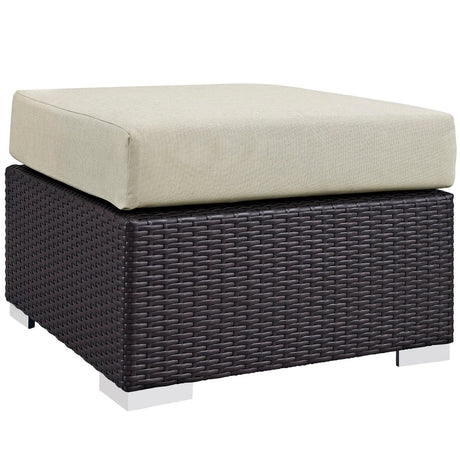 Convene Outdoor Patio Fabric Square Ottoman - BUILDMYPLACE