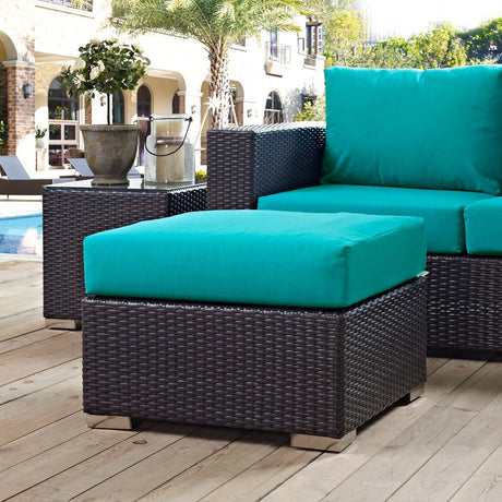 Convene Outdoor Patio Fabric Square Ottoman - BUILDMYPLACE