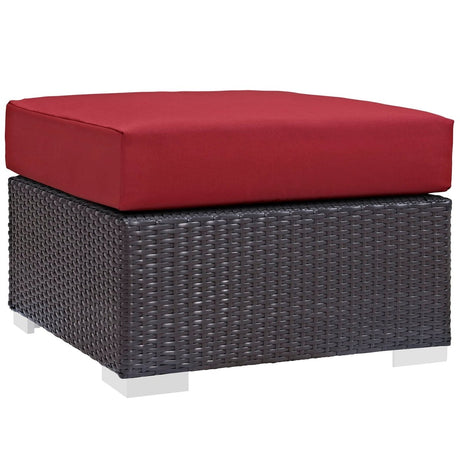 Convene Outdoor Patio Fabric Square Ottoman - BUILDMYPLACE