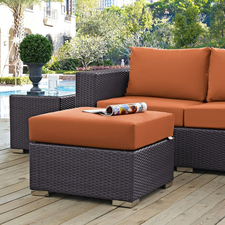 Convene Outdoor Patio Fabric Square Ottoman - BUILDMYPLACE