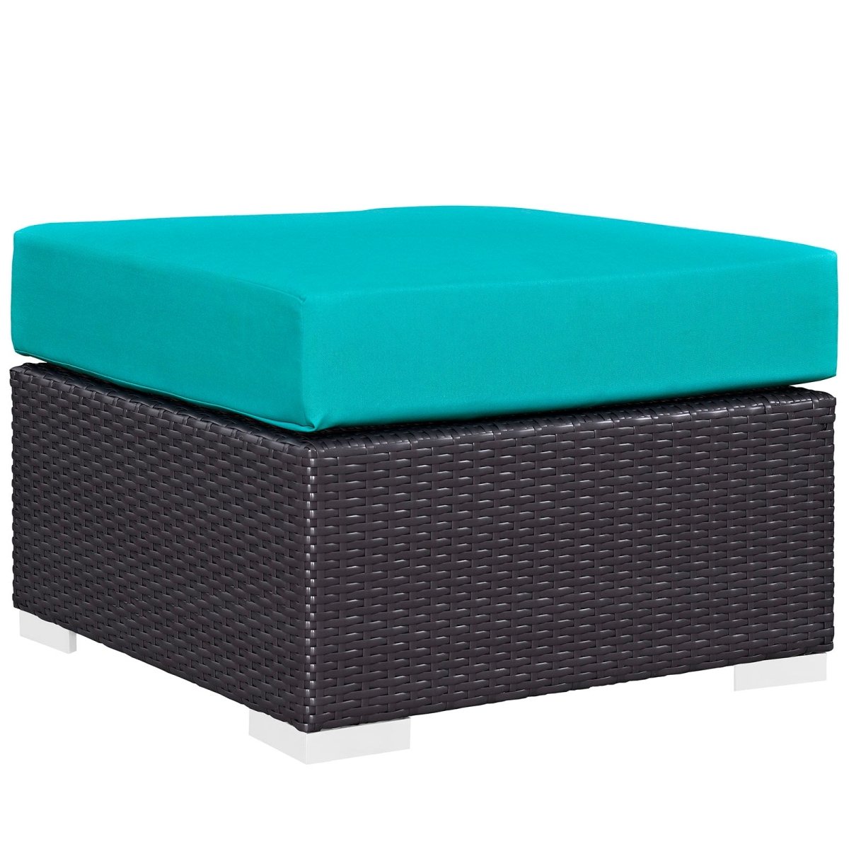 Convene Outdoor Patio Fabric Square Ottoman - BUILDMYPLACE