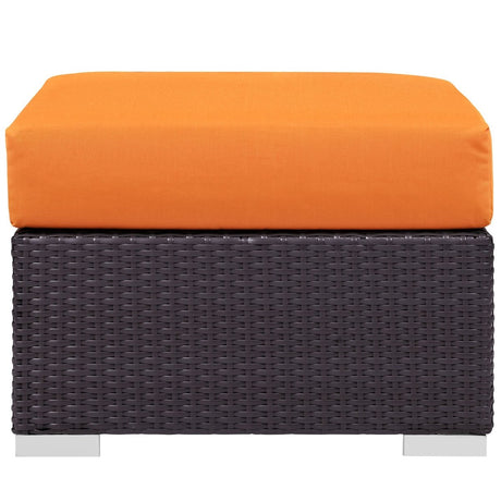 Convene Outdoor Patio Fabric Square Ottoman - BUILDMYPLACE