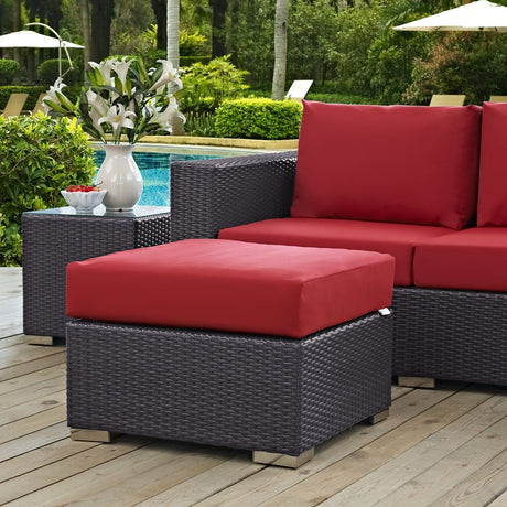 Convene Outdoor Patio Fabric Square Ottoman - BUILDMYPLACE