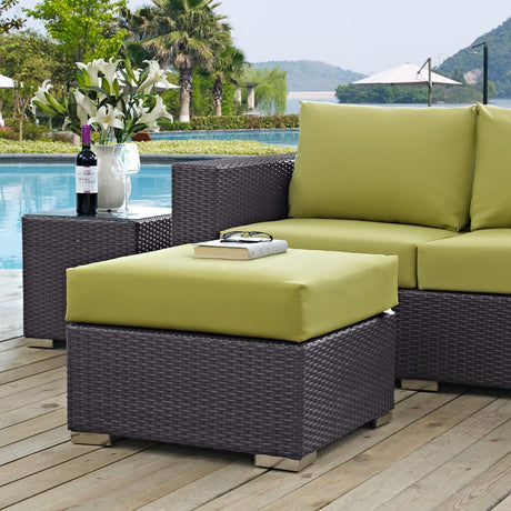 Convene Outdoor Patio Fabric Square Ottoman - BUILDMYPLACE