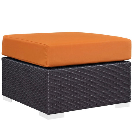 Convene Outdoor Patio Fabric Square Ottoman - BUILDMYPLACE