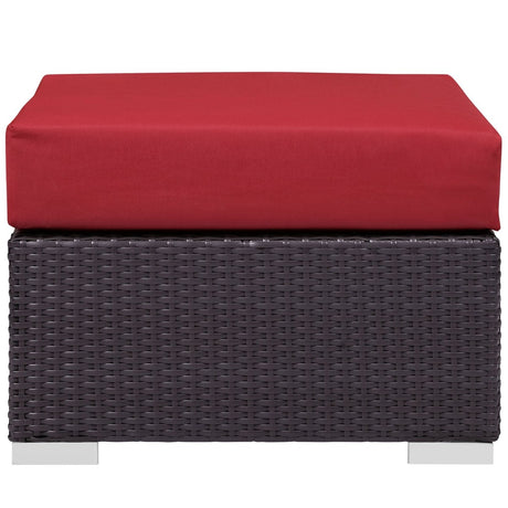 Convene Outdoor Patio Fabric Square Ottoman - BUILDMYPLACE