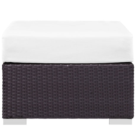 Convene Outdoor Patio Fabric Square Ottoman - BUILDMYPLACE