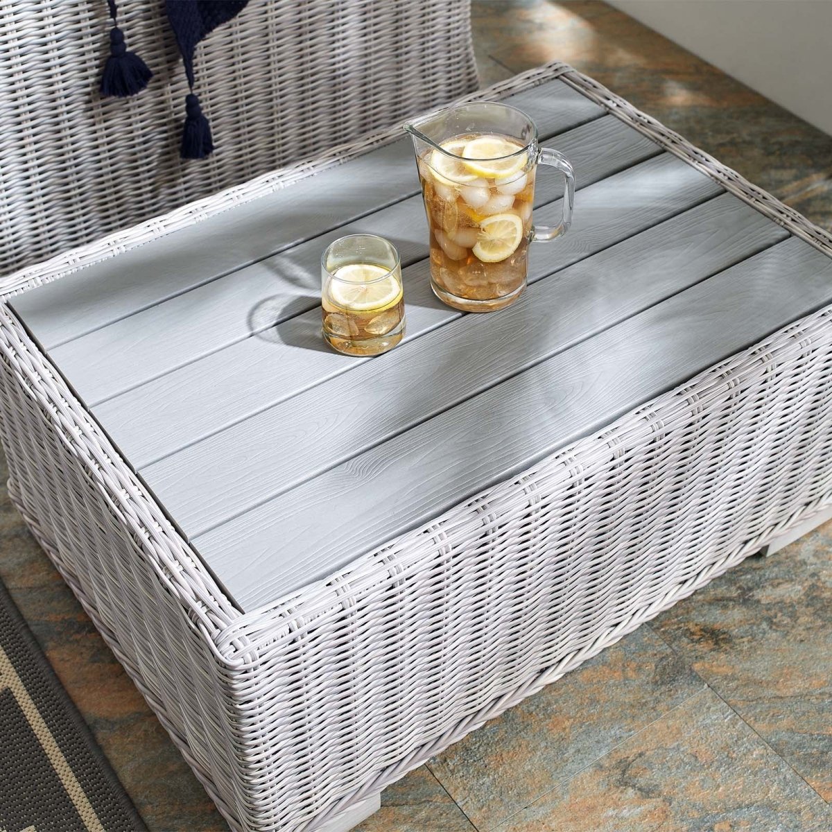 Conway 32" Outdoor Patio Wicker Rattan Coffee Table - BUILDMYPLACE