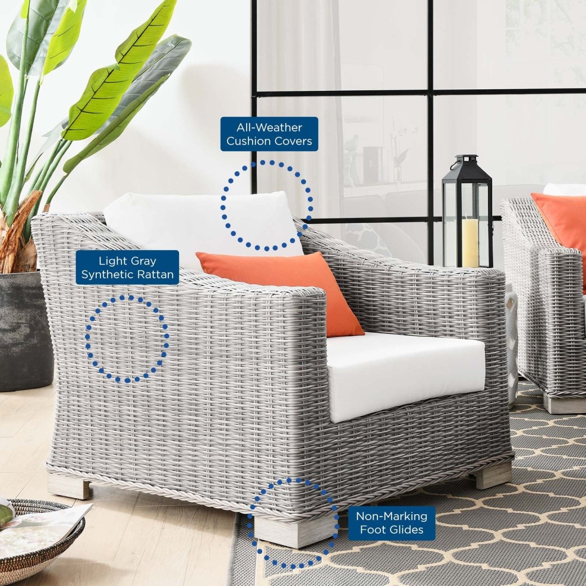 Conway Outdoor Patio Wicker Rattan Armchair - BUILDMYPLACE