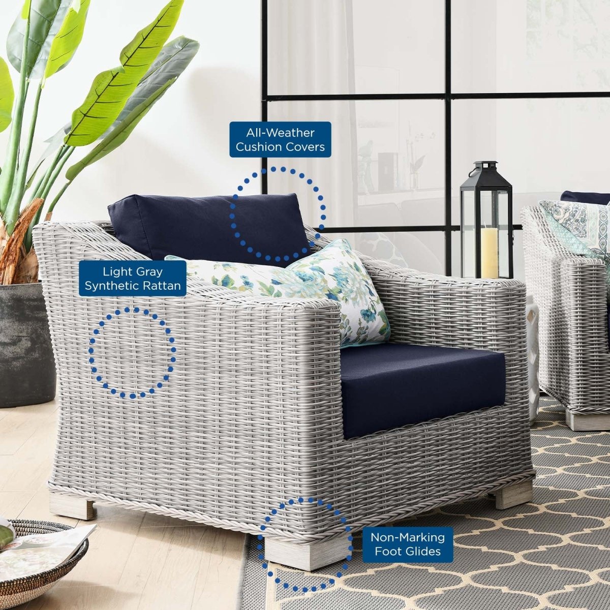 Conway Outdoor Patio Wicker Rattan Armchair - BUILDMYPLACE