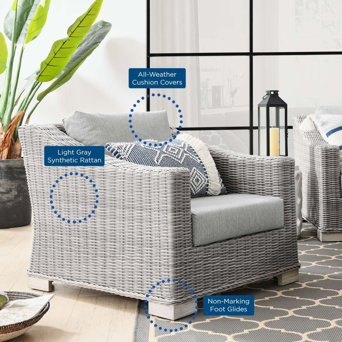 Conway Outdoor Patio Wicker Rattan Armchair - BUILDMYPLACE