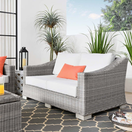 Conway Outdoor Patio Wicker Rattan Loveseat - BUILDMYPLACE