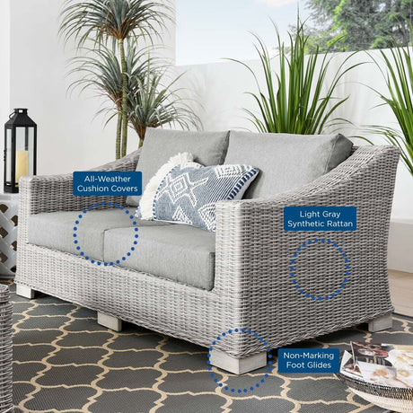 Conway Outdoor Patio Wicker Rattan Loveseat - BUILDMYPLACE