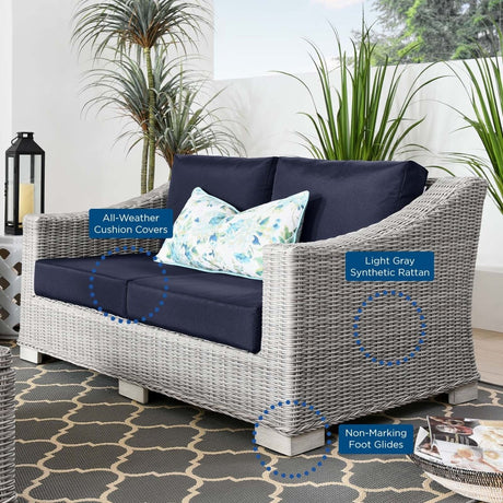 Conway Outdoor Patio Wicker Rattan Loveseat - BUILDMYPLACE