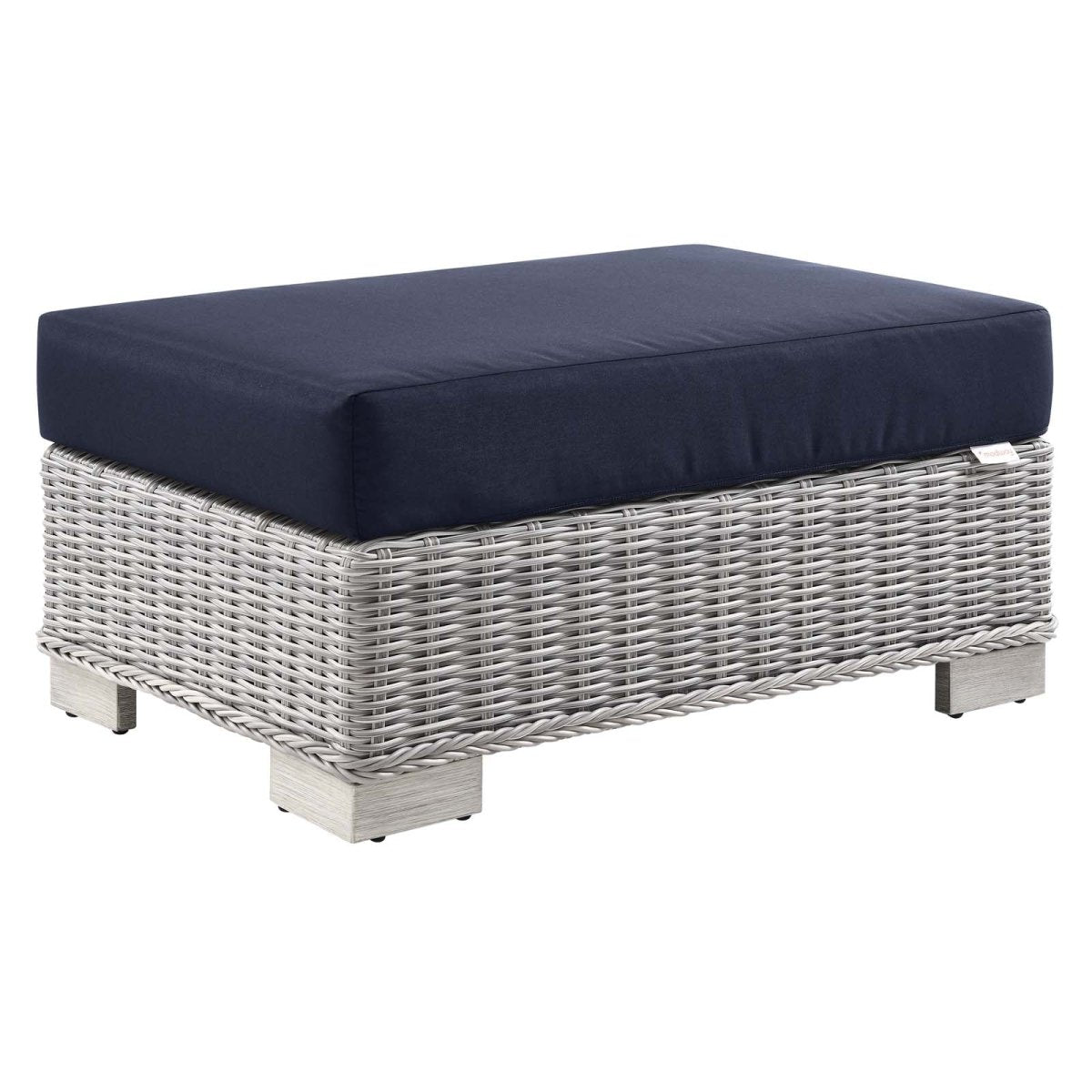 Conway Outdoor Patio Wicker Rattan Ottoman - BUILDMYPLACE