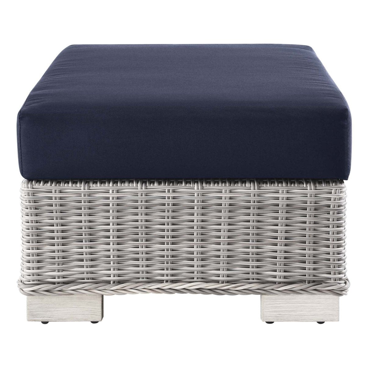 Conway Outdoor Patio Wicker Rattan Ottoman - BUILDMYPLACE