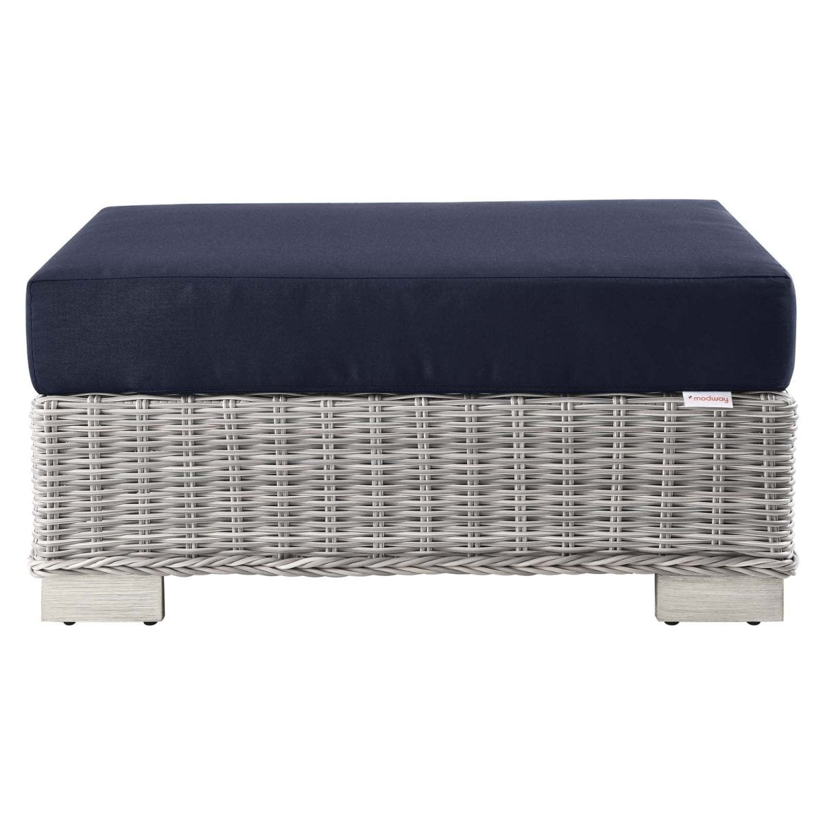 Conway Outdoor Patio Wicker Rattan Ottoman - BUILDMYPLACE