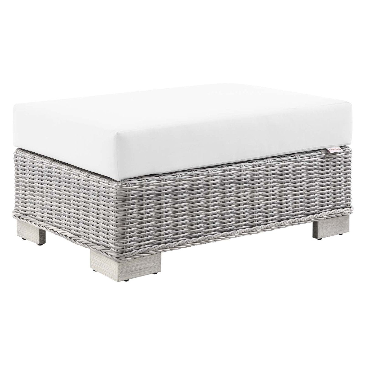 Conway Outdoor Patio Wicker Rattan Ottoman - BUILDMYPLACE