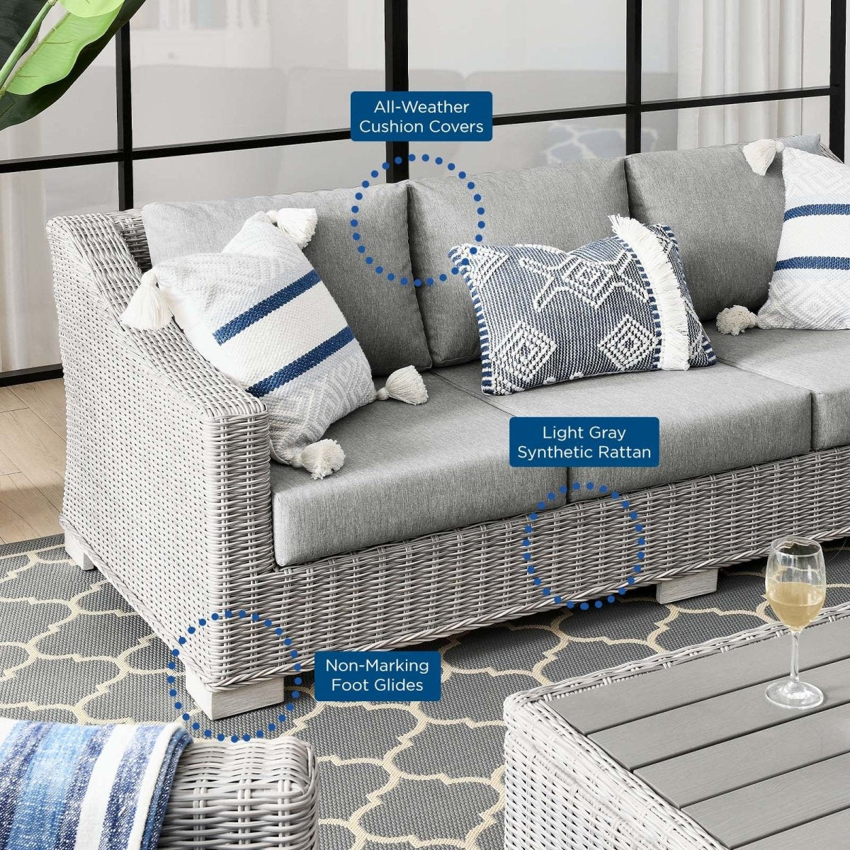 Conway Outdoor Patio Wicker Rattan Sofa - BUILDMYPLACE