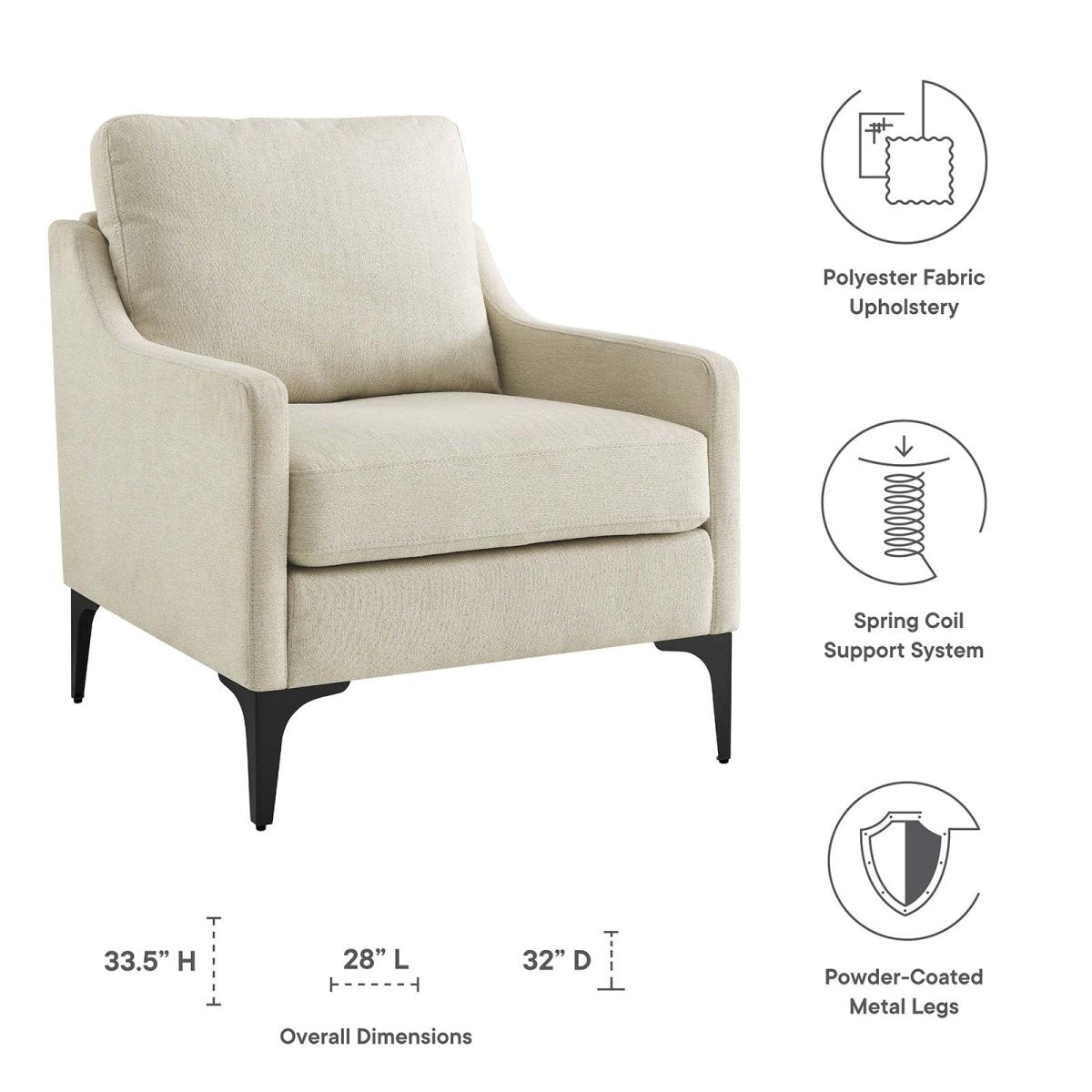 Corland Upholstered Fabric Armchair - BUILDMYPLACE