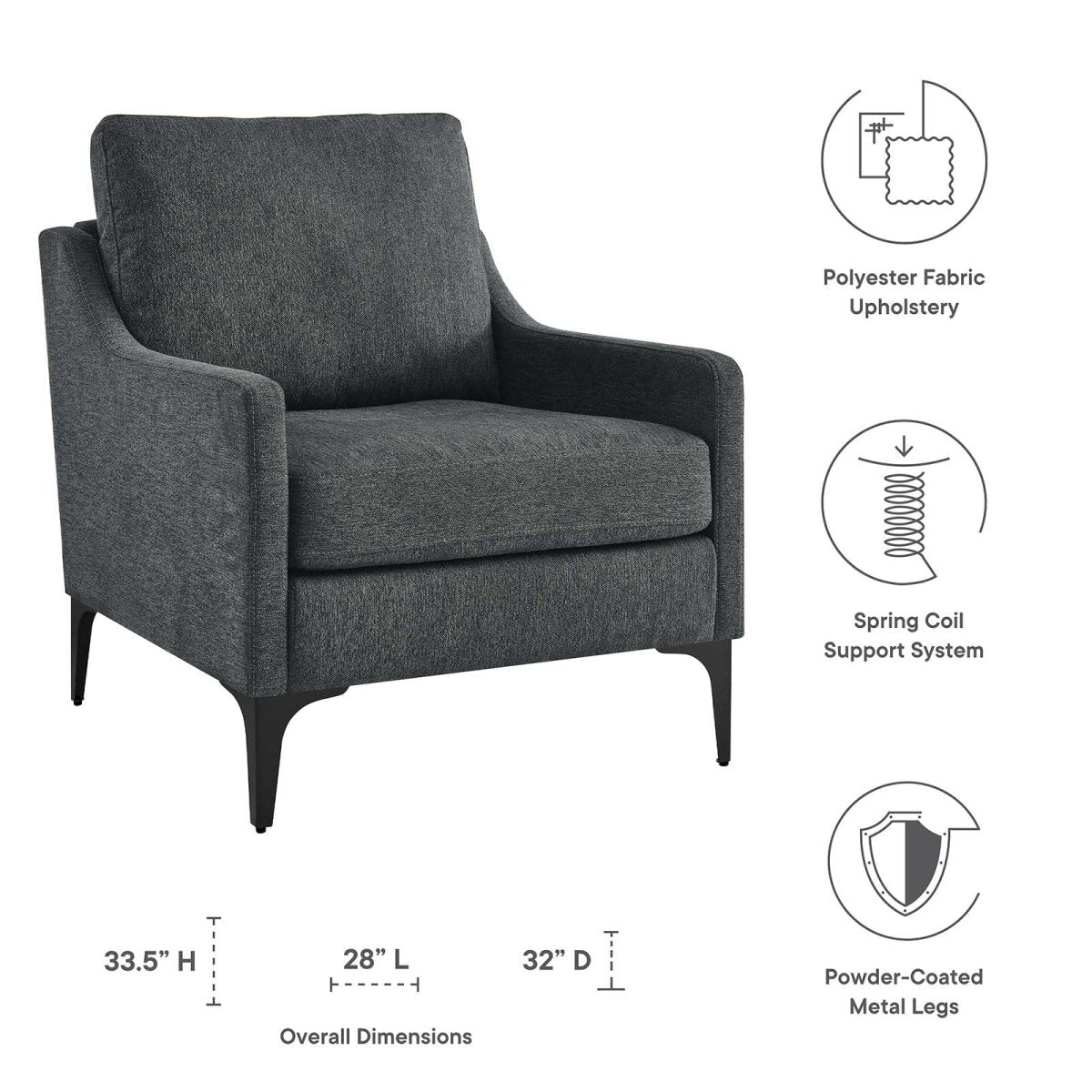 Corland Upholstered Fabric Armchair - BUILDMYPLACE