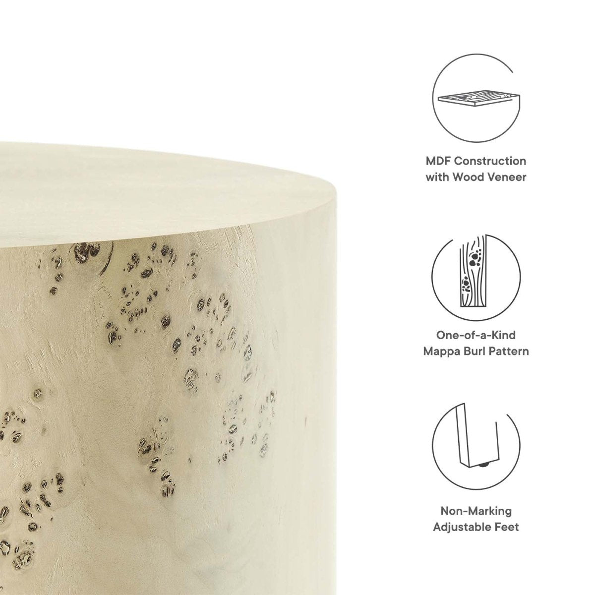 Cosmos 16" Round Burl Wood Side Table - BUILDMYPLACE