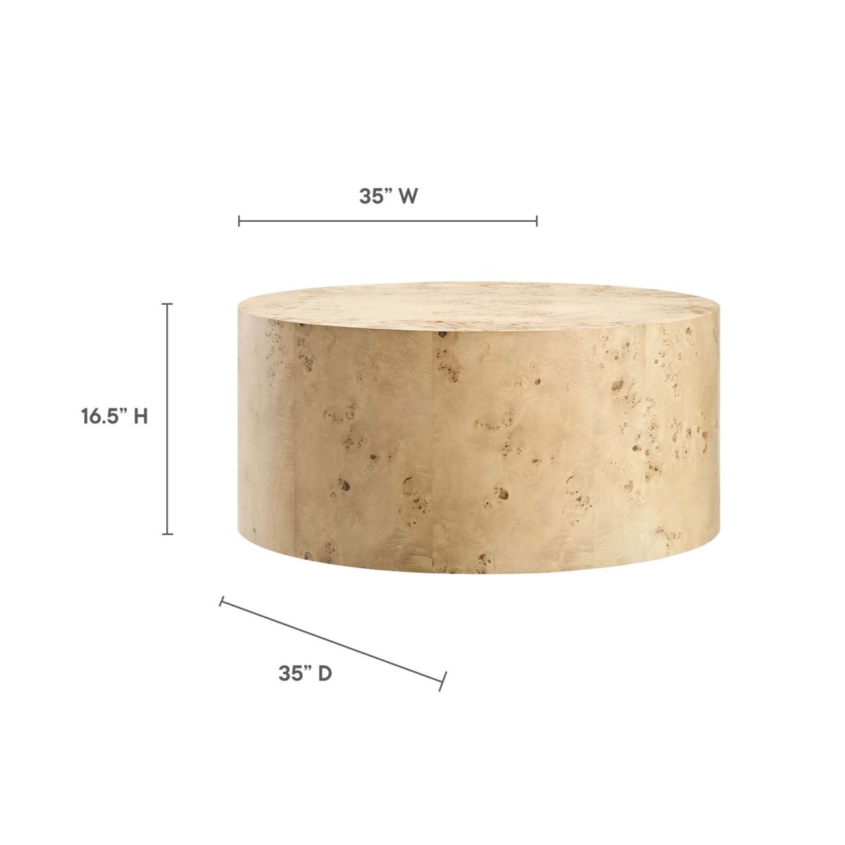 Cosmos 35" Round Burl Wood Coffee Table - BUILDMYPLACE